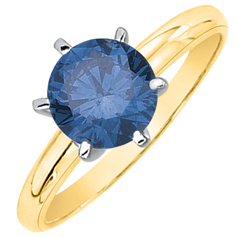 1 ct. Blue - I1 Round Brilliant Cut Diamond Solitaire Engagement Ring in 14k Gold