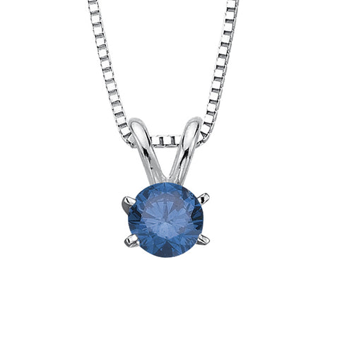 1 ct. Blue - I2 Round Brilliant Cut Diamond Solitaire Pendant Necklace in 14K Gold
