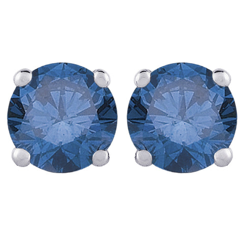 KATARINA Blue Round Brilliant Cut Diamond Earring Studs