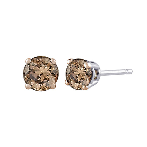 KATARINA 1/2 cttw Brown Champagne Diamond Earring Studs