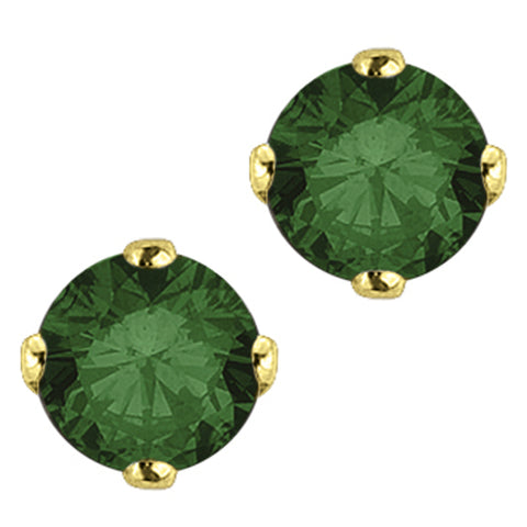 KATARINA Round Brilliant Cut Green Diamond Earring Studs